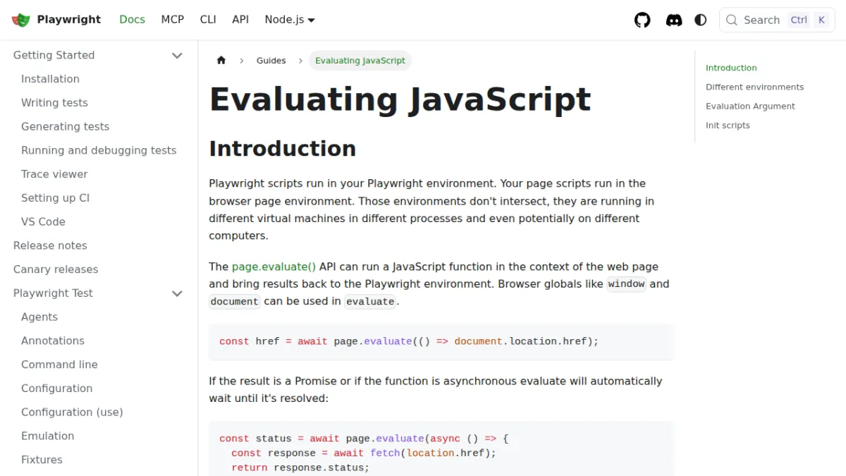 Evaluating JavaScript