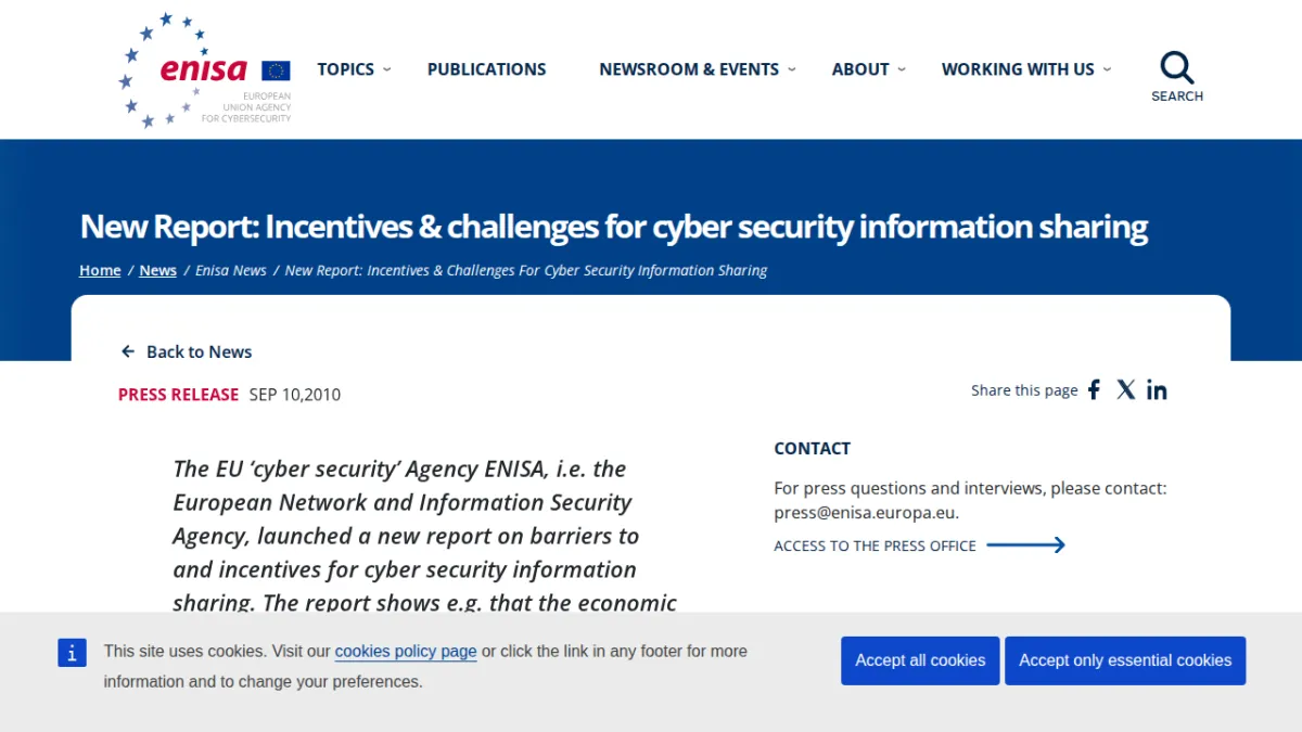 New Report: Incentives & challenges for cyber security information sharing