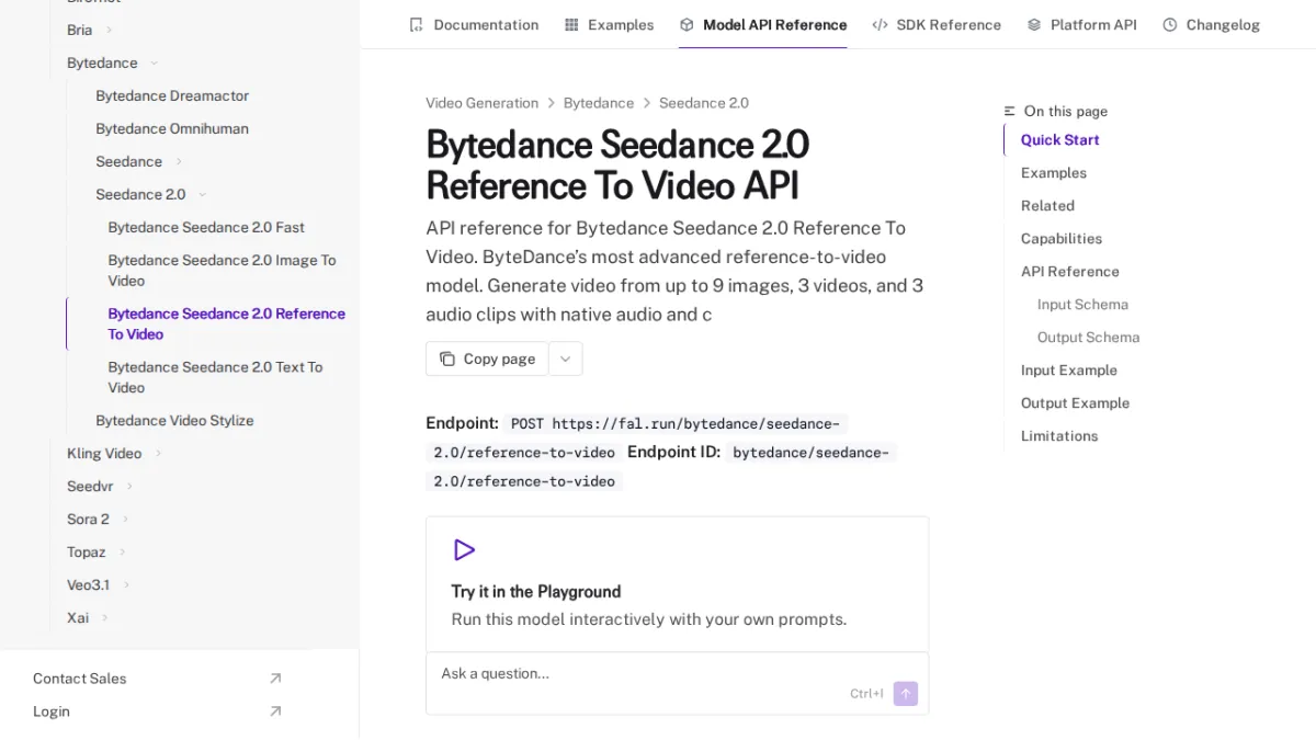 Bytedance Seedance 2.0 Reference To Video API - fal