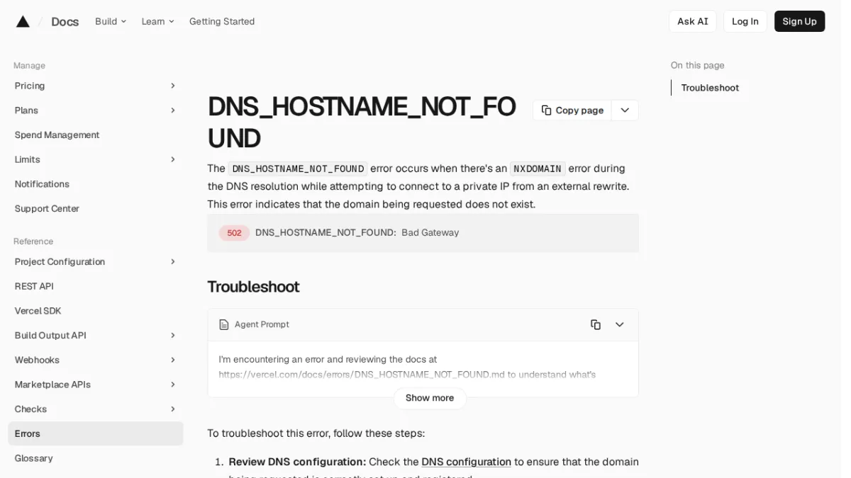 DNS_HOSTNAME_NOT_FOUND