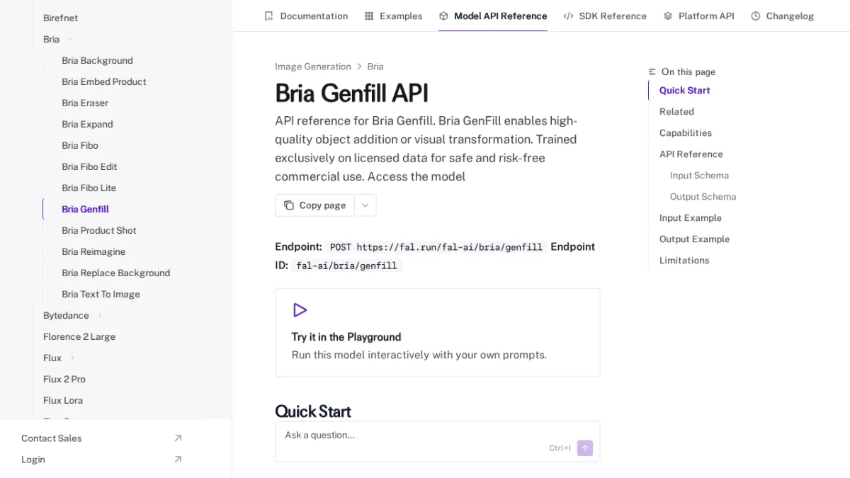 Bria Genfill API - fal