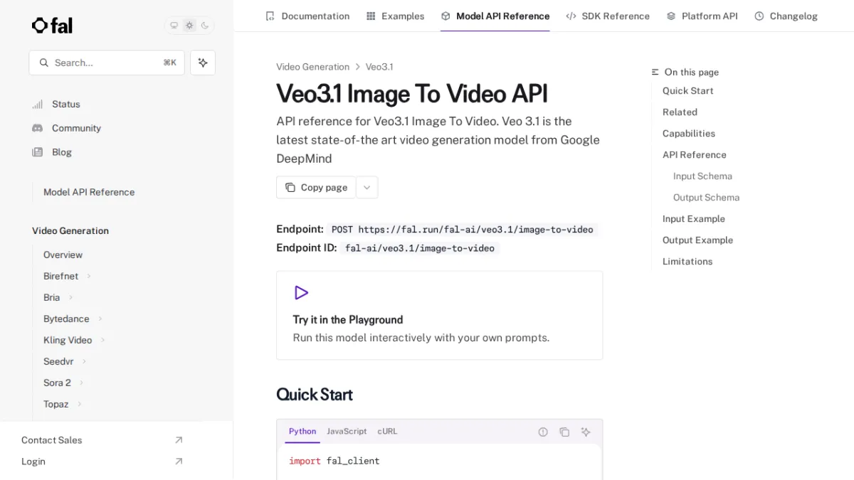 Veo3.1 Image To Video API - fal