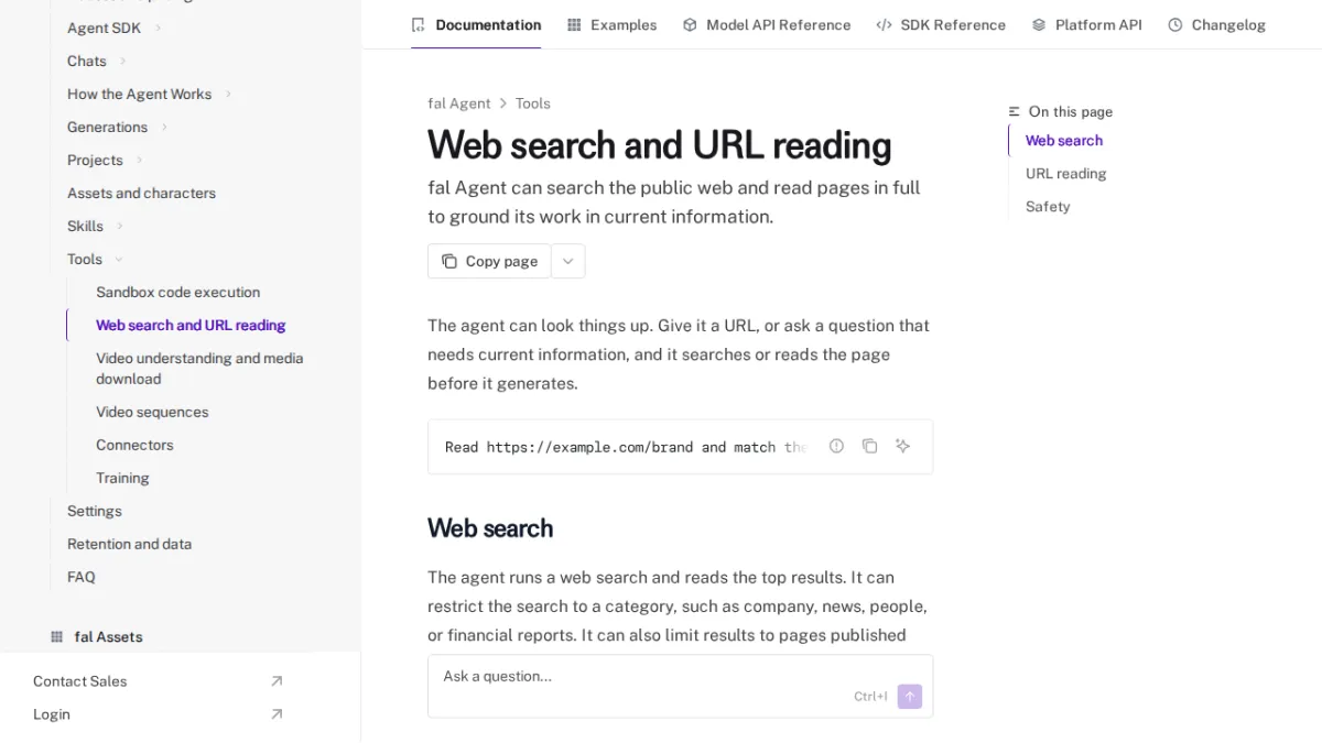 Web search and URL reading - fal