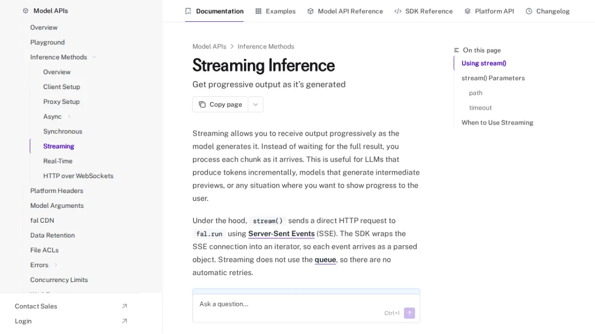 Streaming Inference - fal