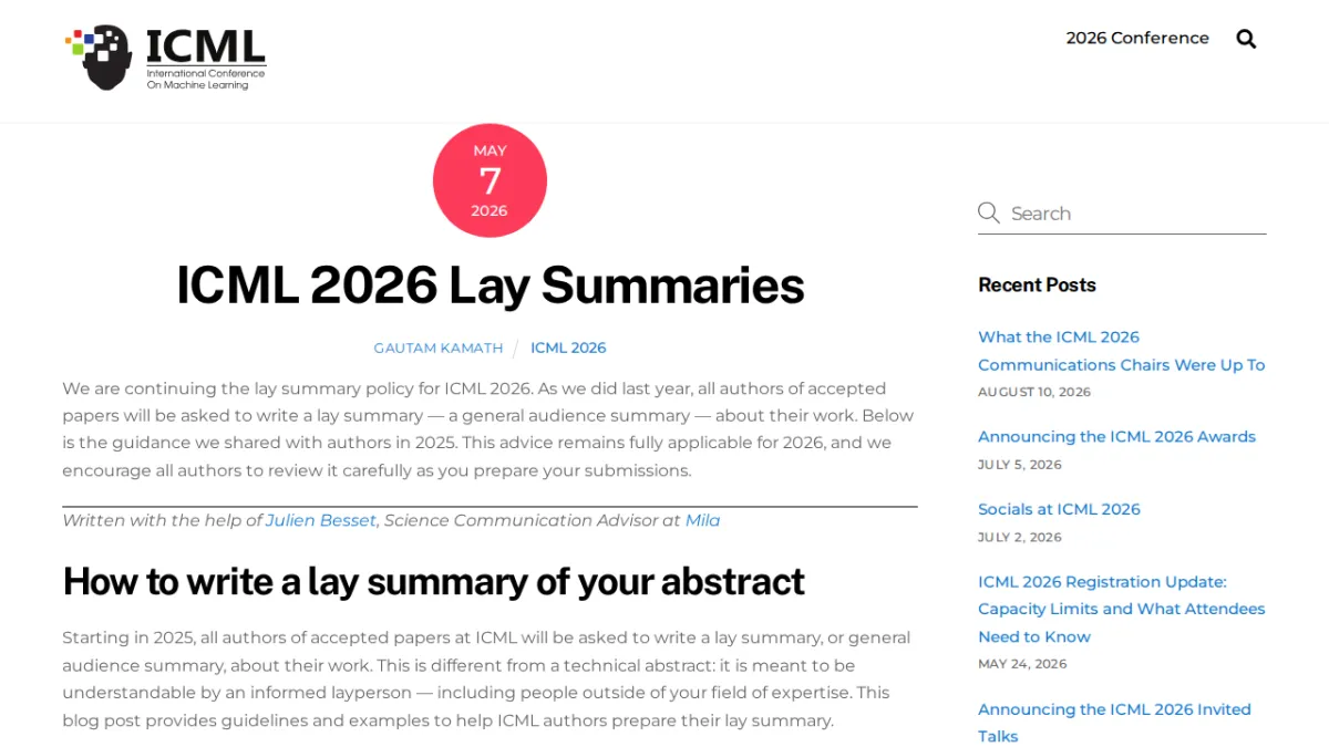 ICML 2026 Lay Summaries
