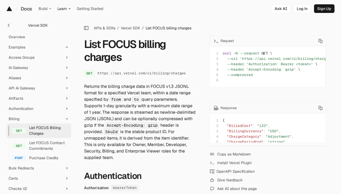 List FOCUS billing charges