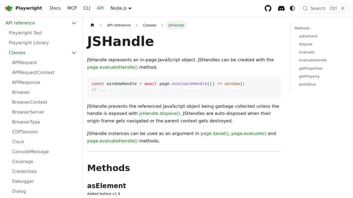 JSHandle | Playwright
