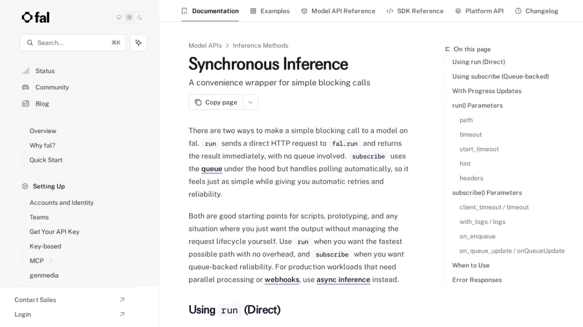 Synchronous Inference - fal