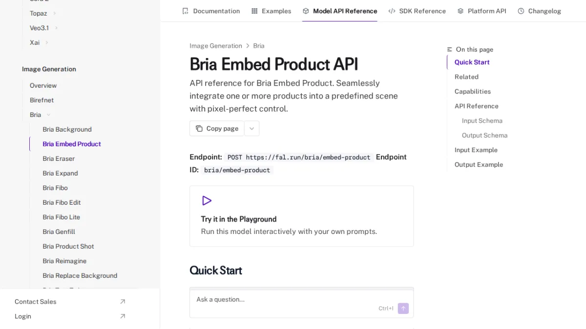 Bria Embed Product API - fal