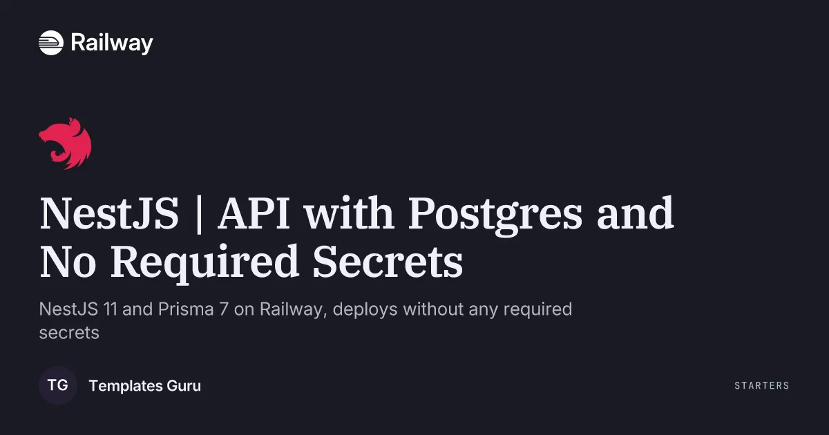 NestJS | API with Postgres and No Required Secrets