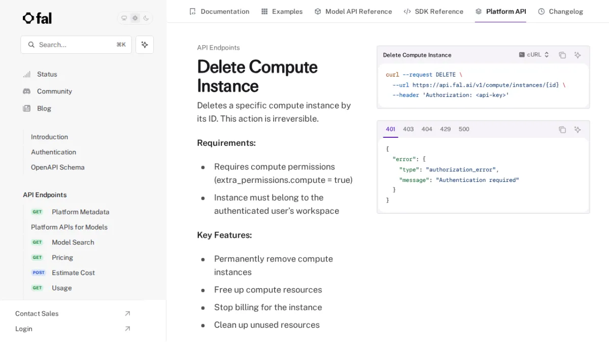 Delete Compute Instance - fal