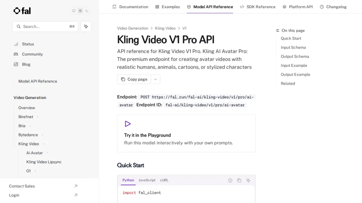 Kling Video V1 Pro API - fal