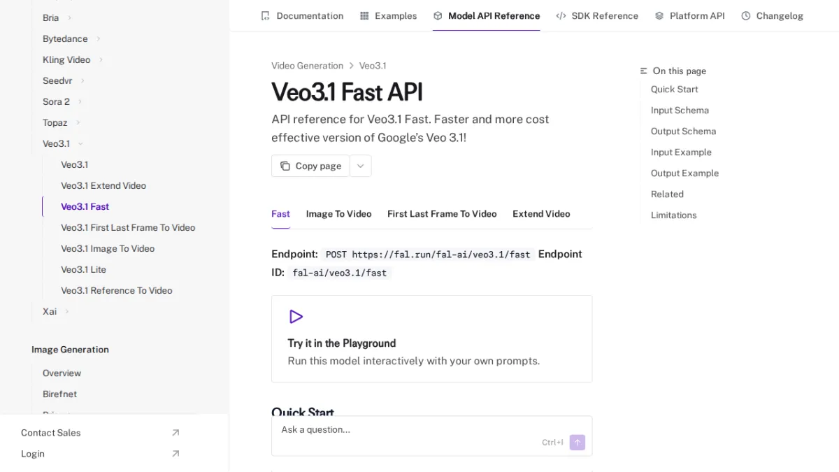 Veo3.1 Fast API - fal