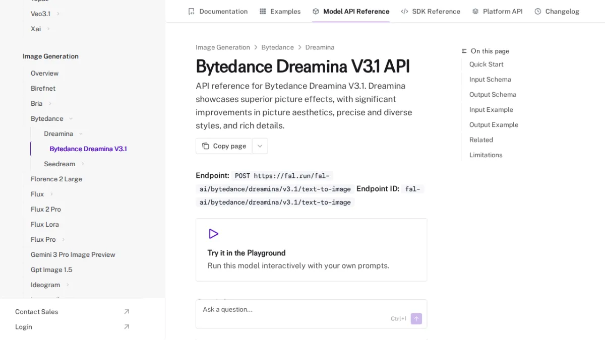 Bytedance Dreamina V3.1 API - fal