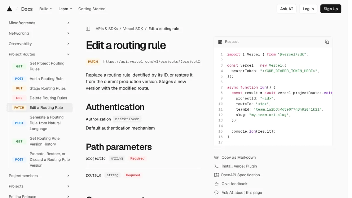 Edit a routing rule