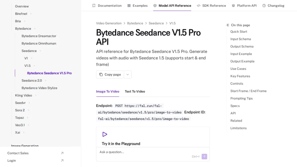 Bytedance Seedance V1.5 Pro API - fal