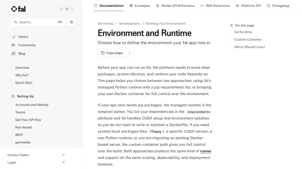 Environment and Runtime - fal