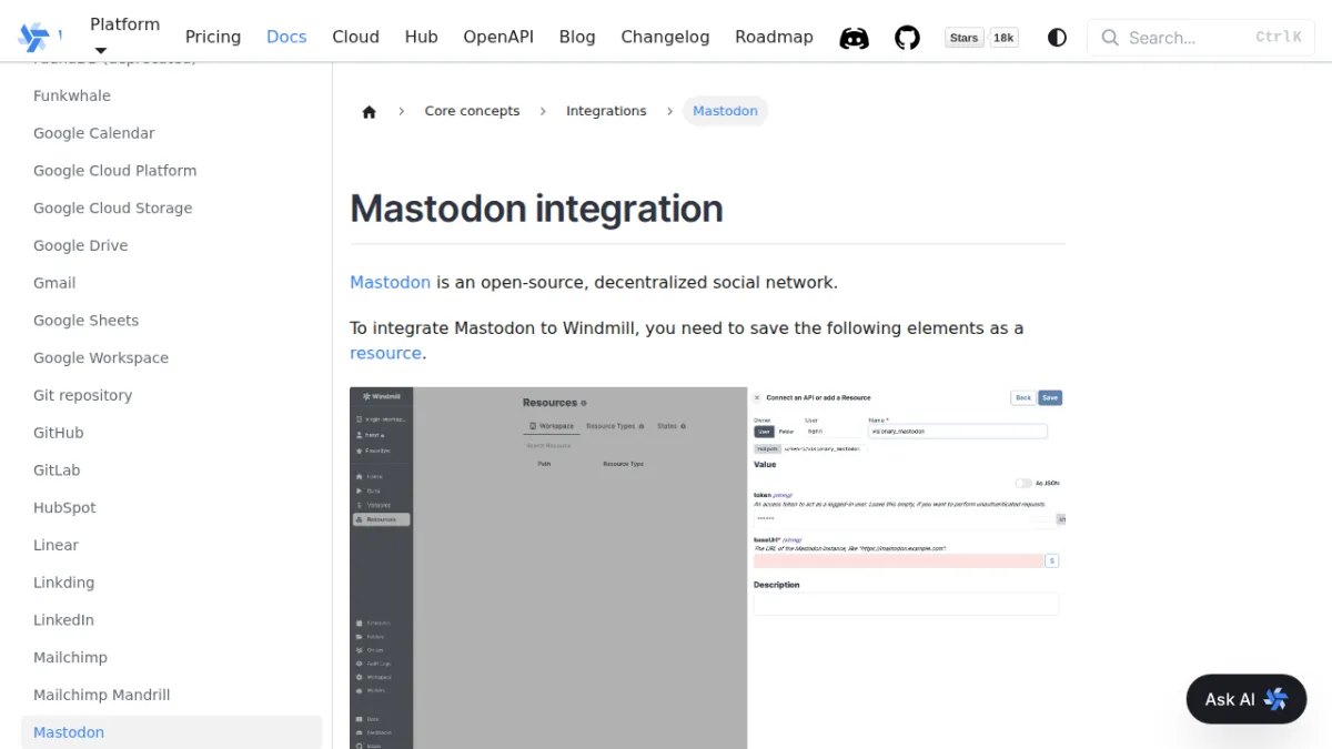 Mastodon integration