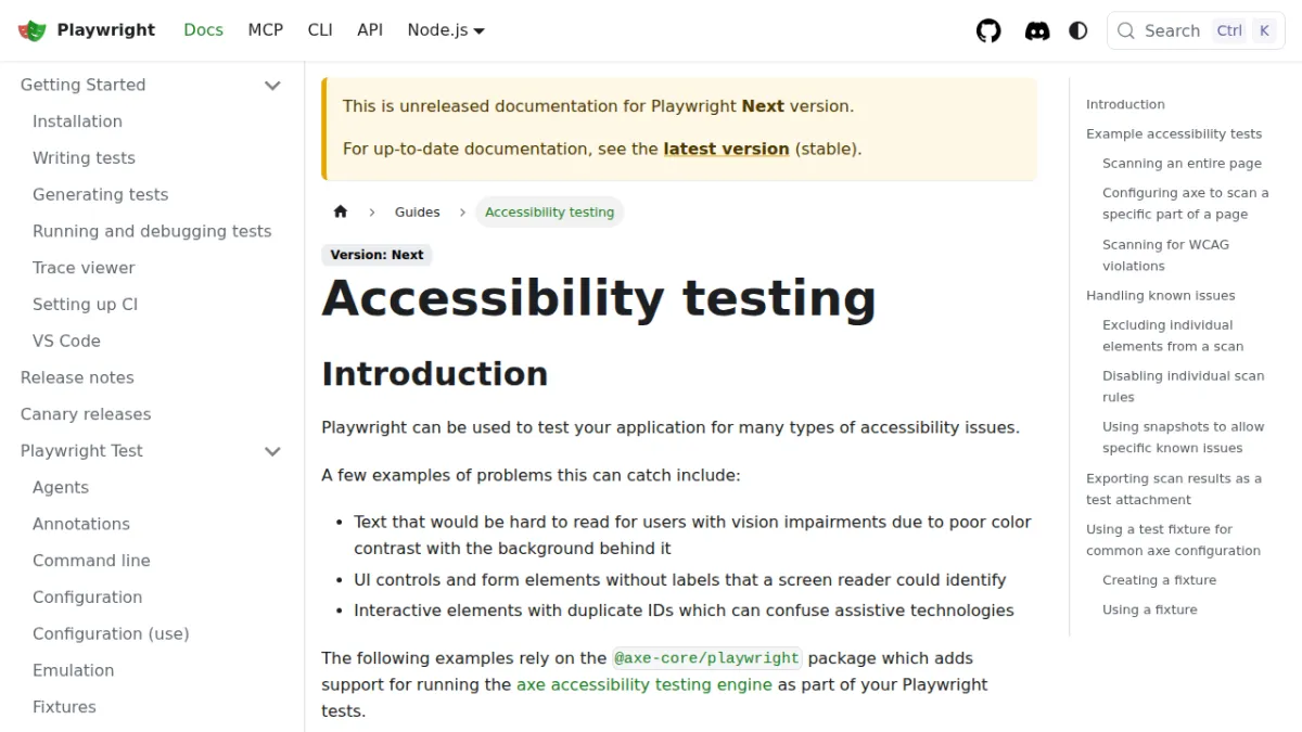 Accessibility testing