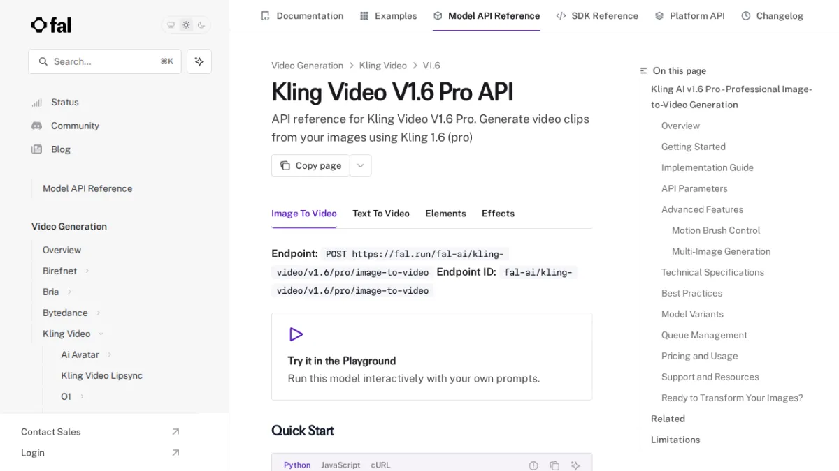 Kling Video V1.6 Pro API - fal