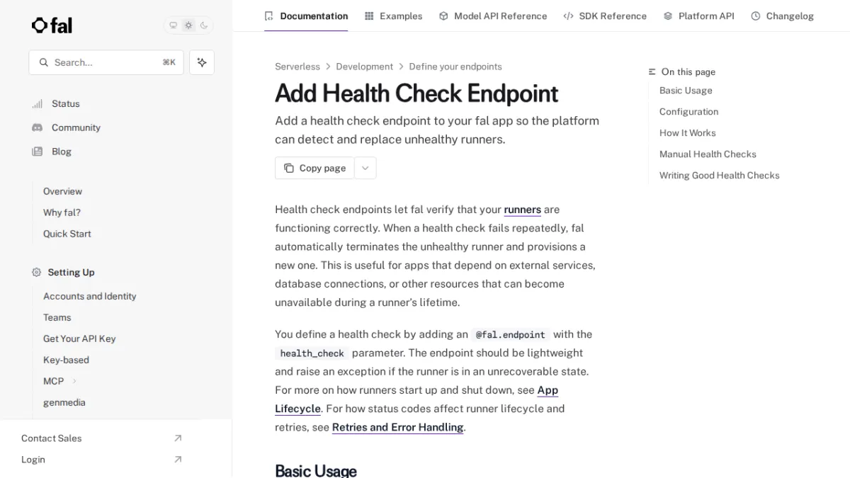 Add Health Check Endpoint - fal
