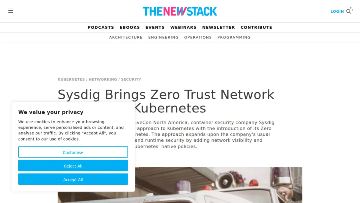 Sysdig Brings Zero Trust Network Security to Kubernetes