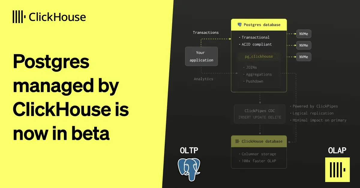 Postgres managed by ClickHouse is now in beta | ClickHouse