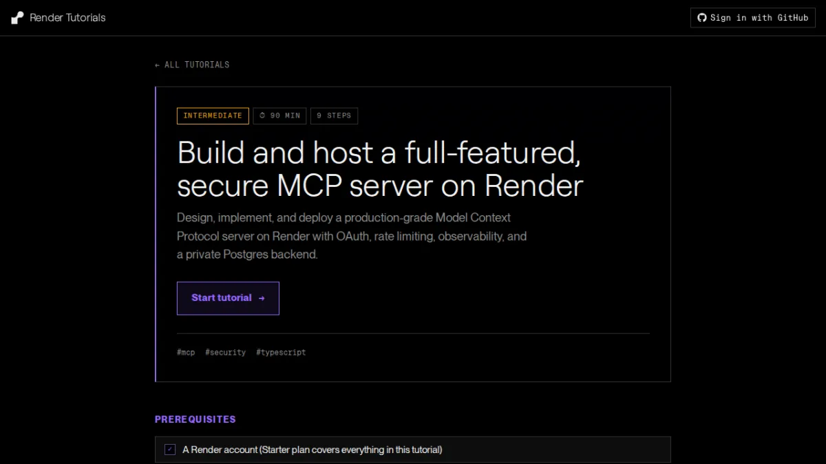 Build and host a full-featured, secure MCP server on Render