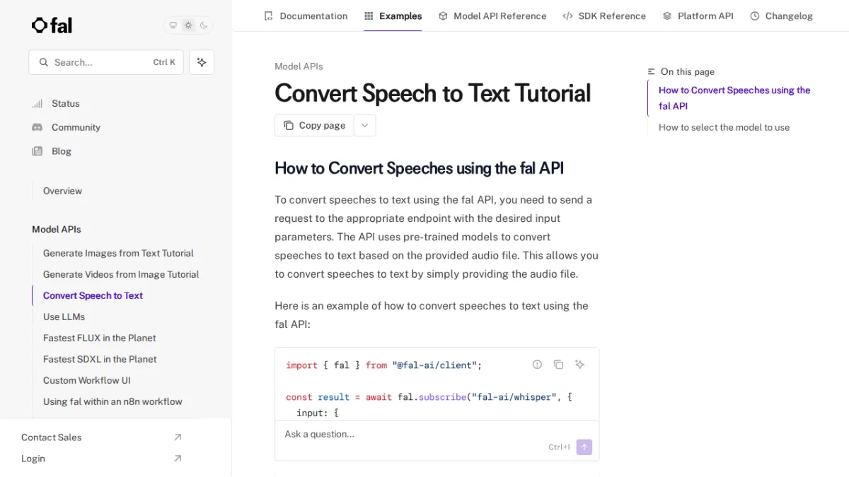 Convert Speech to Text Tutorial - fal