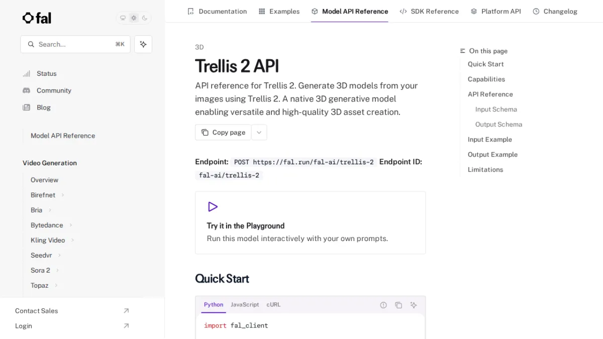 Trellis 2 API - fal