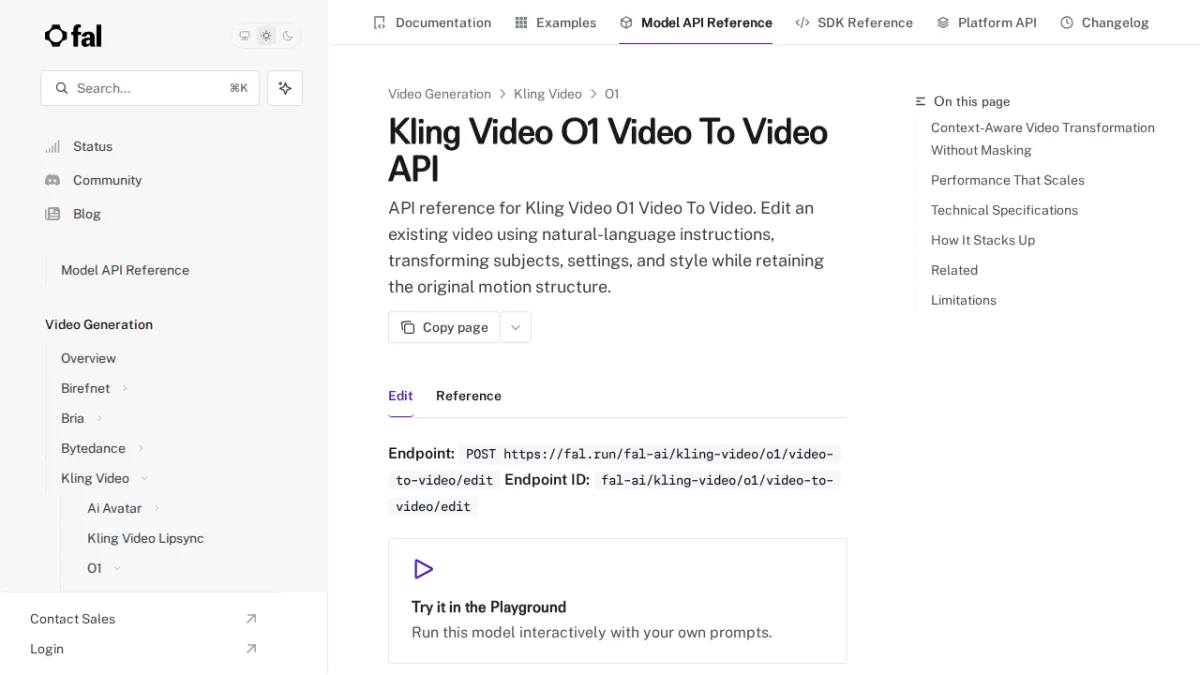 Kling Video O1 Video To Video API - fal