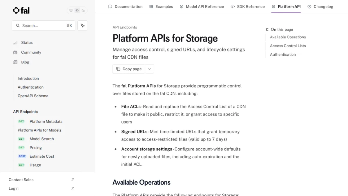 Platform APIs for Storage - fal