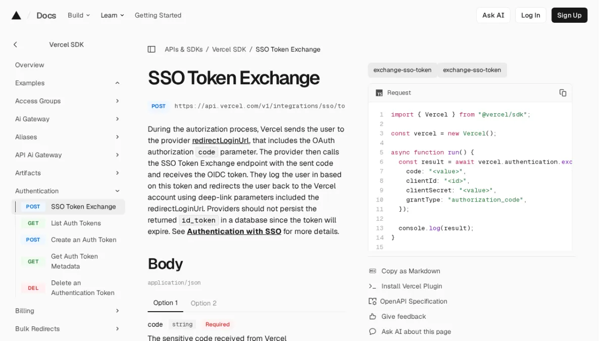 SSO Token Exchange
