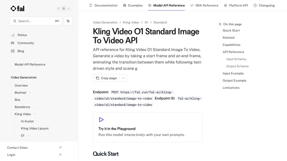 Kling Video O1 Standard Image To Video API - fal
