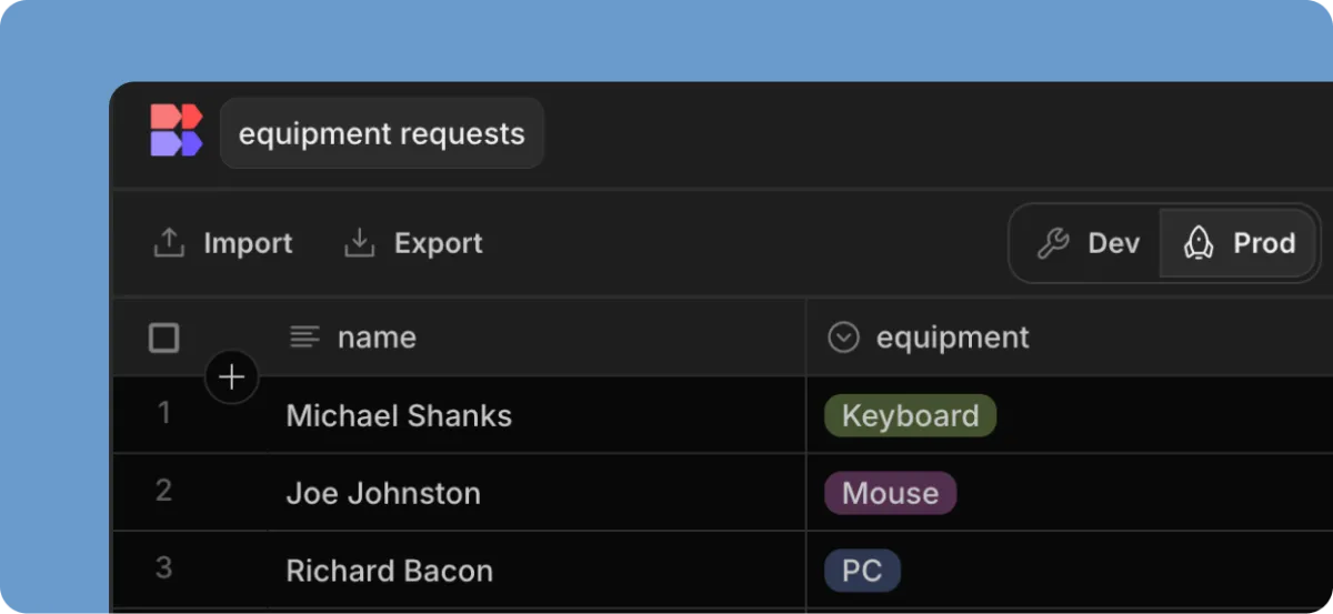 Dev/Prod switcher