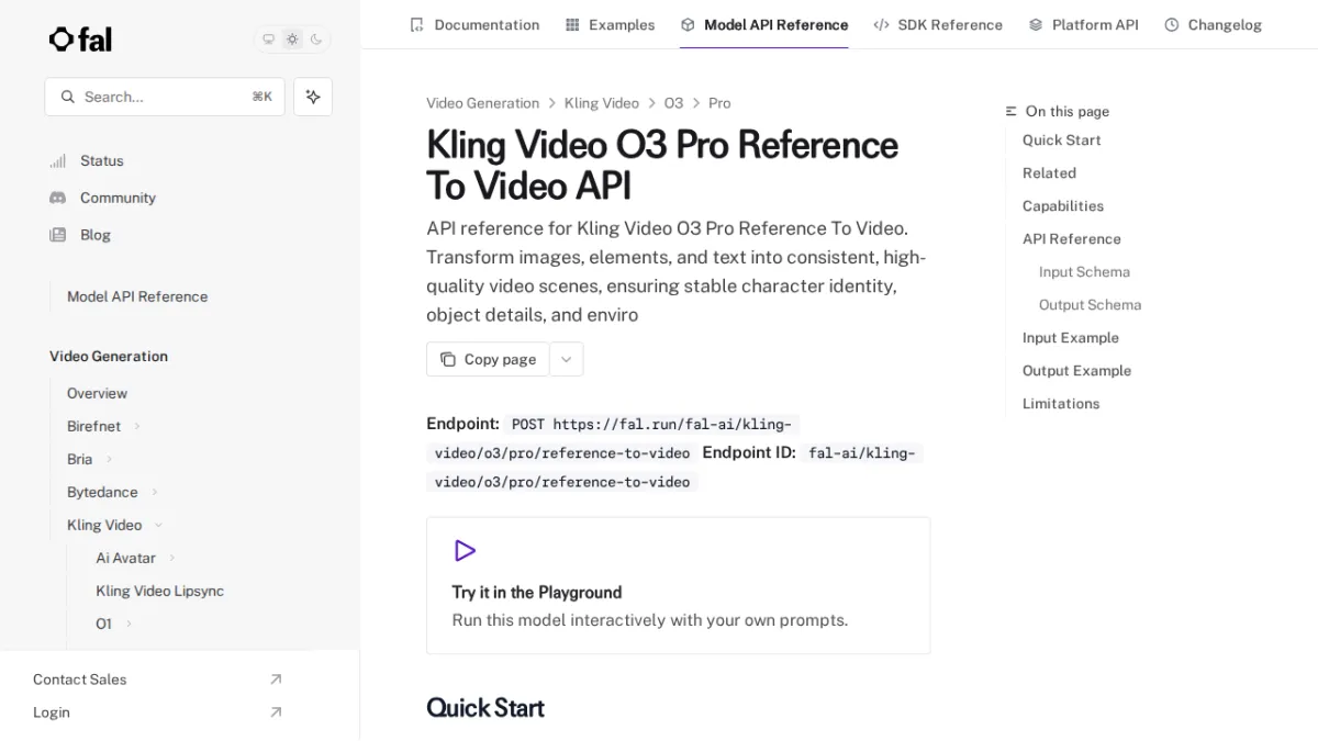 Kling Video O3 Pro Reference To Video API - fal