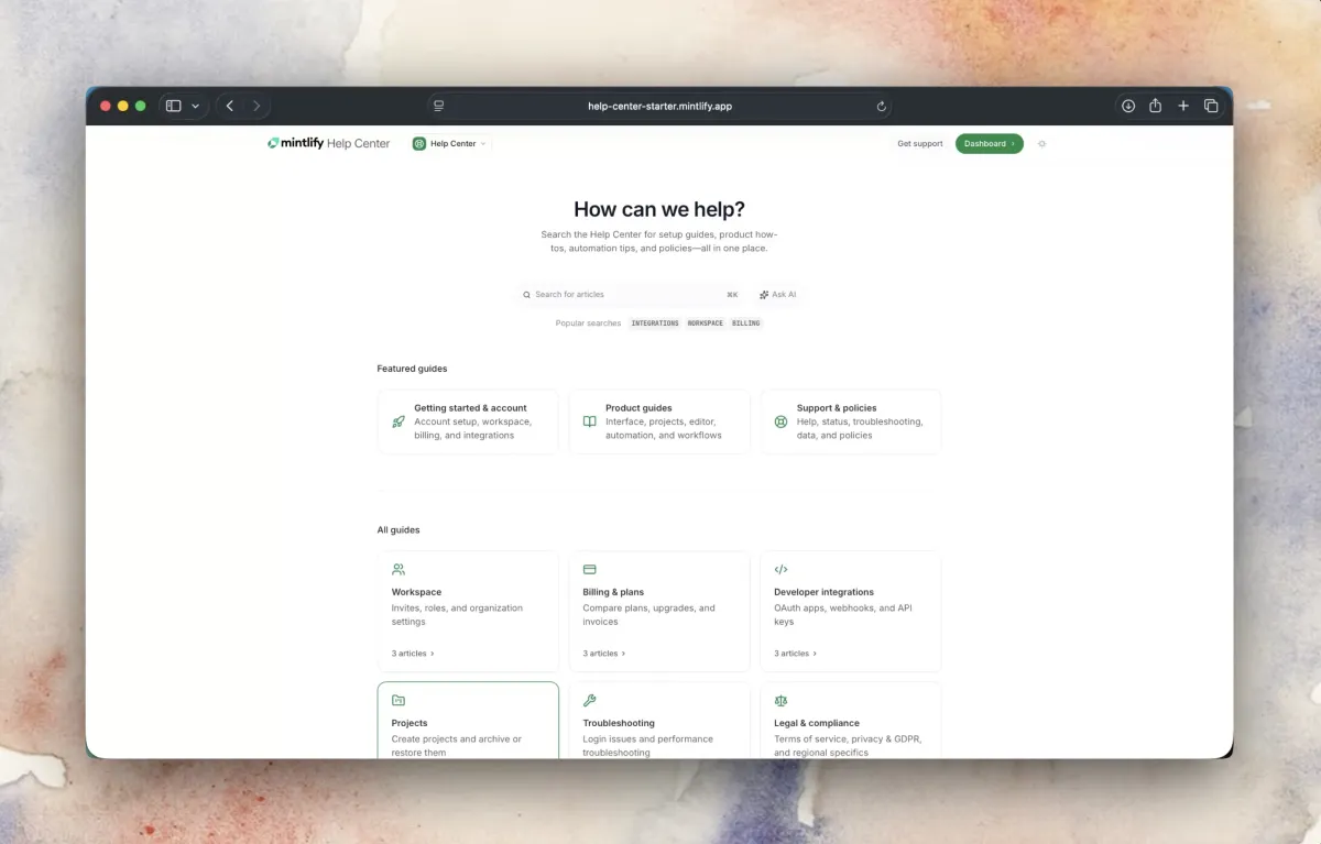 Run a help center that answers questions before they become tickets