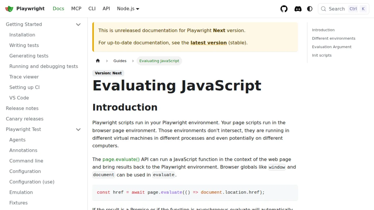 Evaluating JavaScript