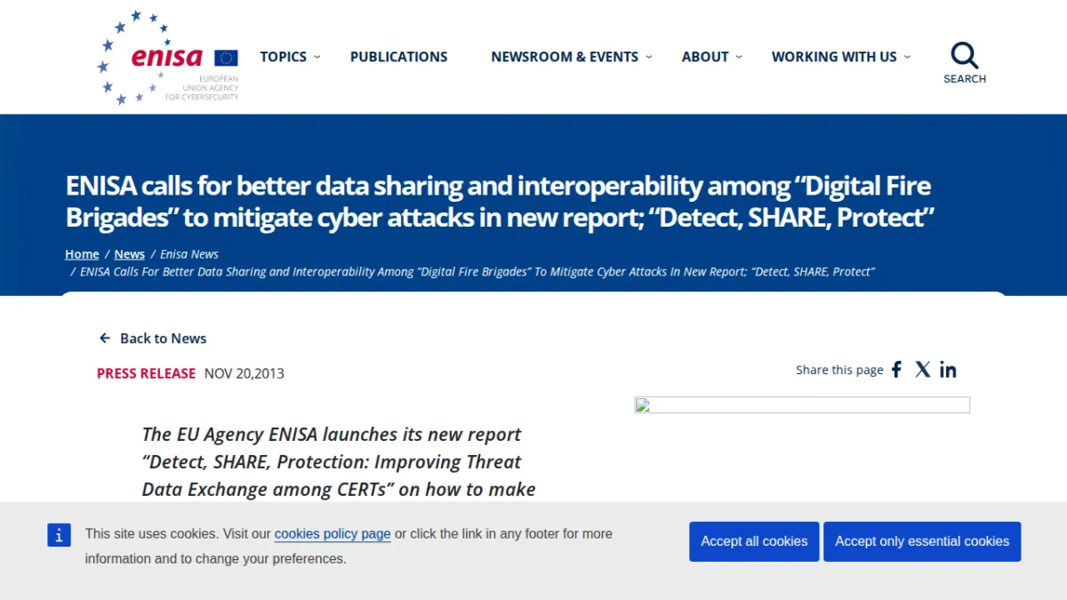 ENISA calls for better data sharing and interoperability among “Digital Fire Brigades” to mitigate