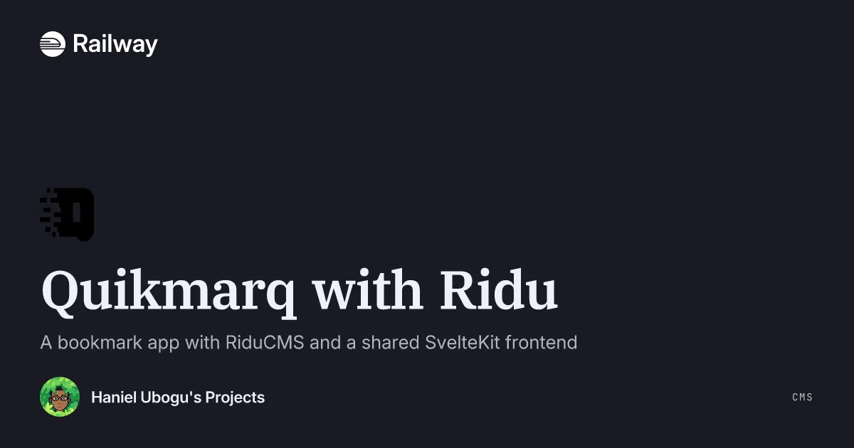 Deploy & Host Quikmarq with Ridu
