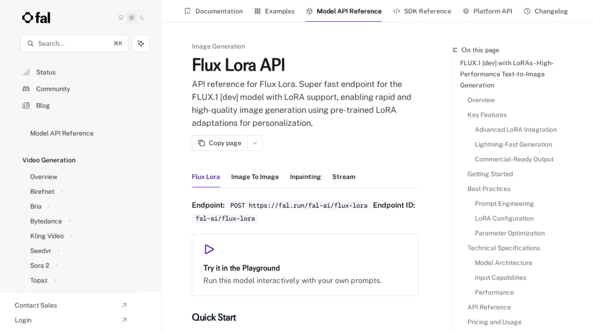 Flux Lora API - fal