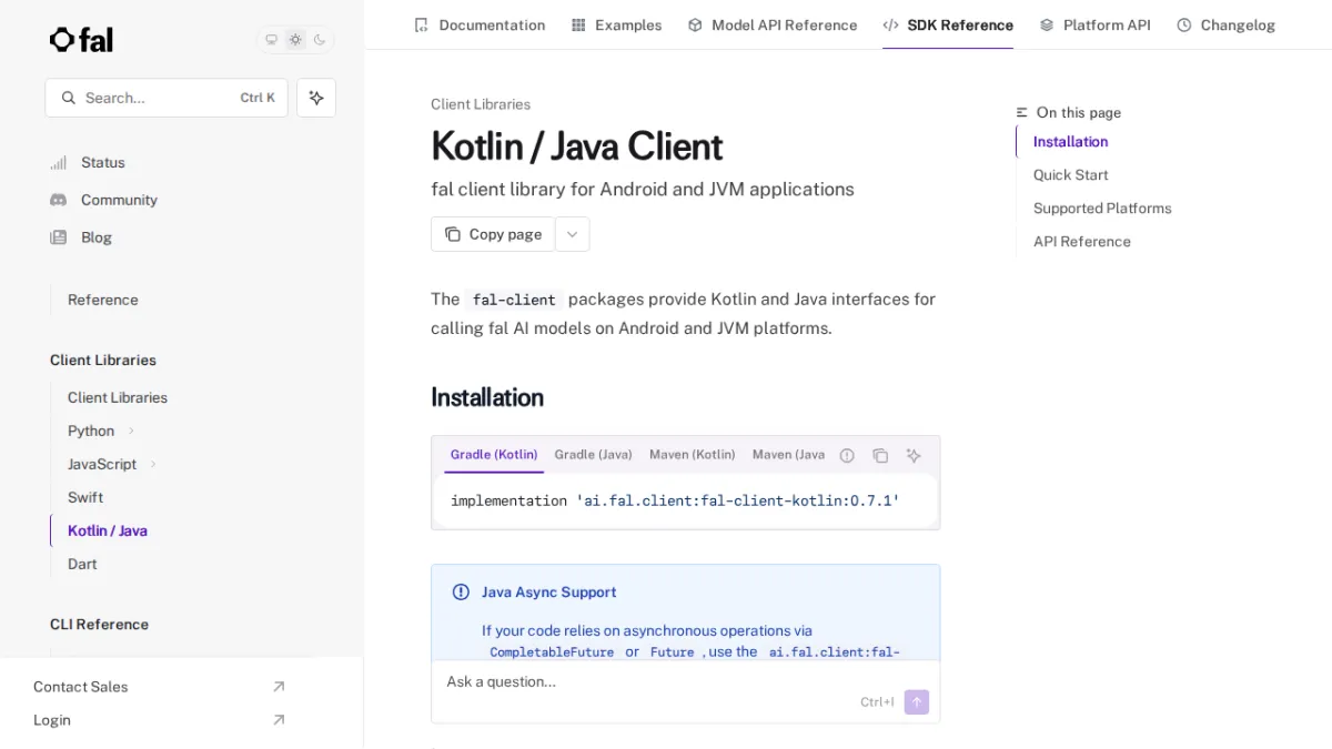 Kotlin / Java Client - fal