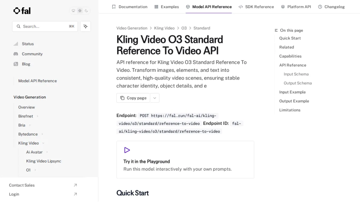 Kling Video O3 Standard Reference To Video API - fal