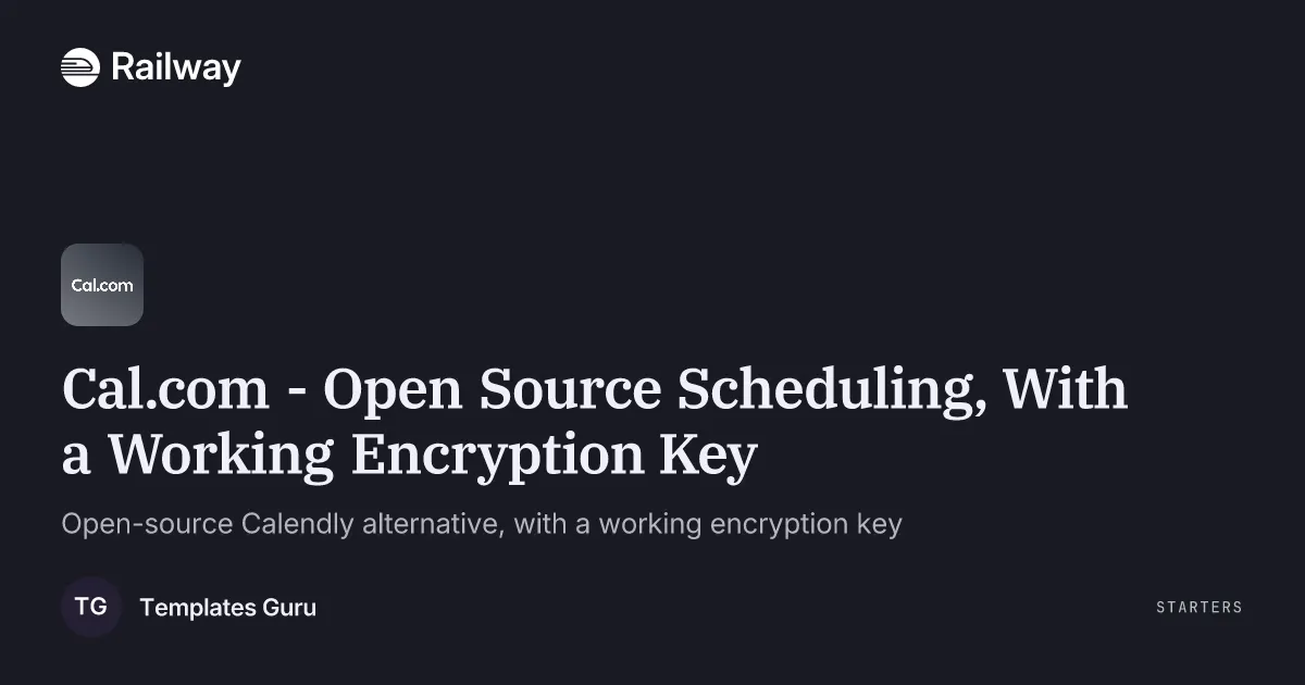 Deploy & Host Cal.com - Open Source Scheduling, With a Working Encryption Key
