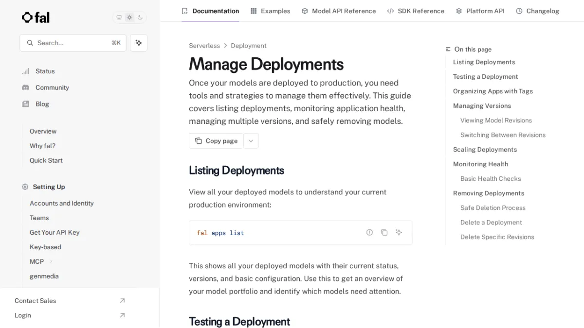 Manage Deployments - fal