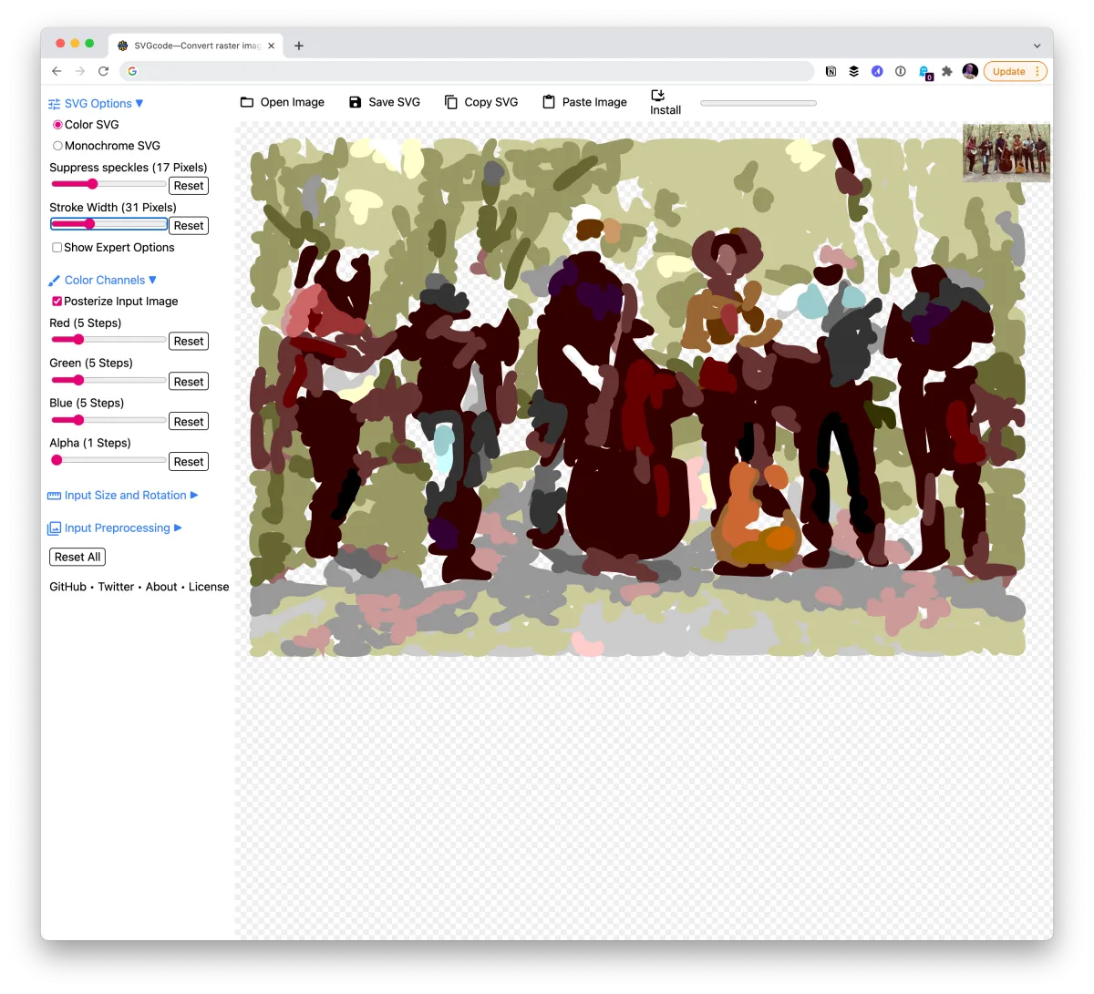 SVGcode for Live Tracing Raster Images