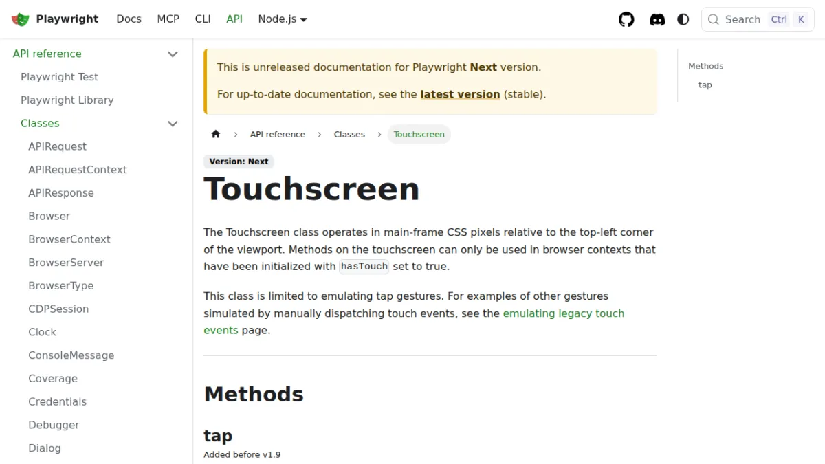Touchscreen | Playwright