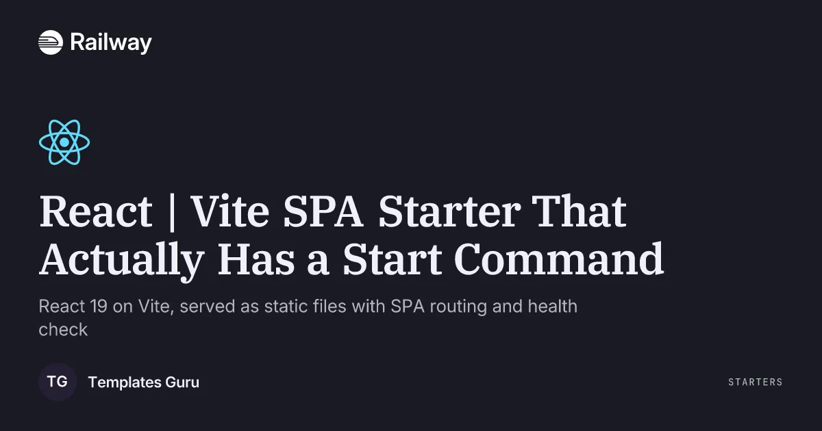React | Vite SPA Starter That Actually Has a Start Command