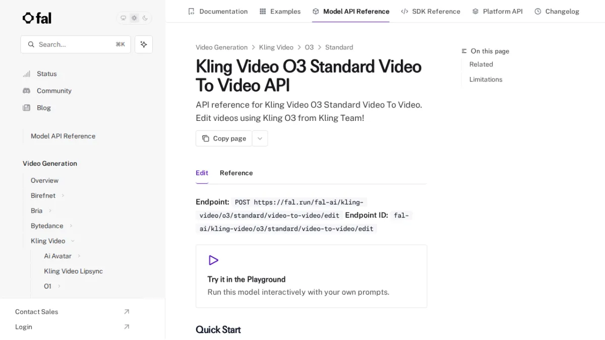 Kling Video O3 Standard Video To Video API - fal