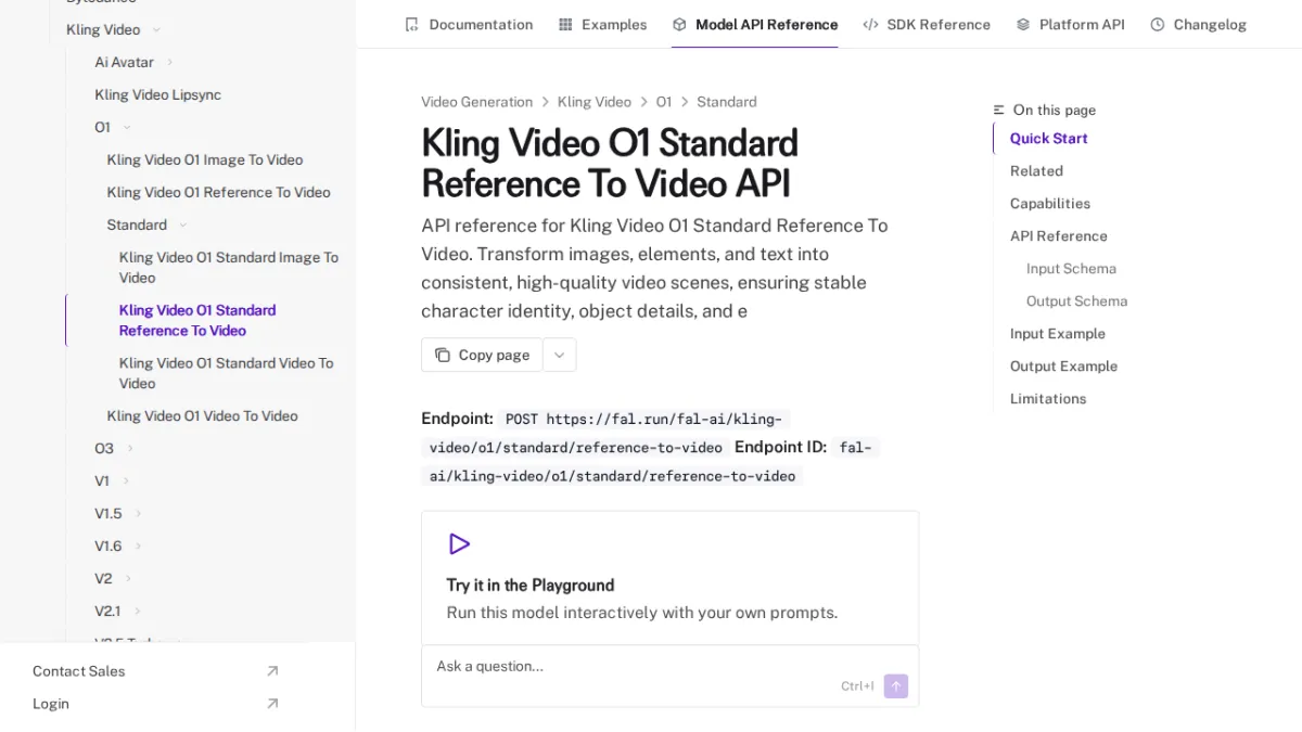 Kling Video O1 Standard Reference To Video API - fal